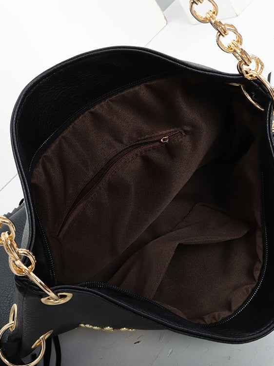 Soft Leather Rivet Fringe Tote Bag Women N6C221