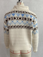 Load image into Gallery viewer, Fair Isle Polo Half Zip Knit Sweater Women Commuter N6H283