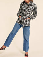 Load image into Gallery viewer, Check Peter Pan Button Cardigan Long Mid Heavy N5Z597
