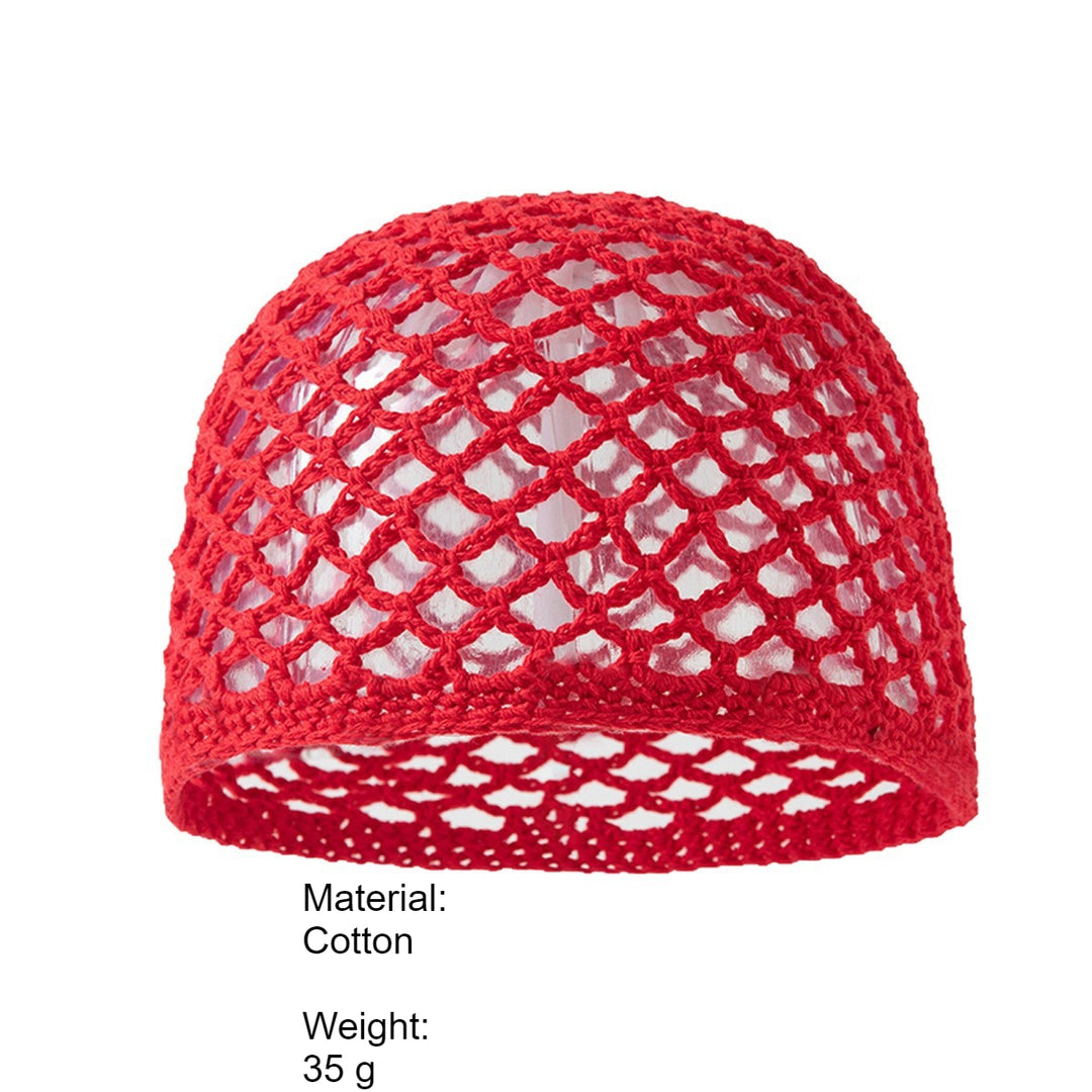 Lightweight Solid Mesh Cotton Crochet Hat Women N6G215