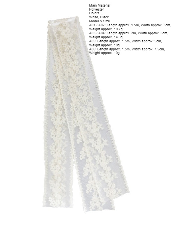 Retro Lace Scarf Headband Long 1.5m French N6C005