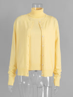 Load image into Gallery viewer, Knit Set High Neck Sleeveless Top Cardigan Two-Piece N6G134
