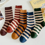 Load image into Gallery viewer, Color Block Striped Crew Socks Women One Size  N6H001