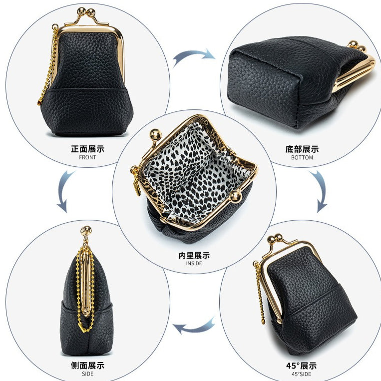 Unisex Top-Grain Leather Mini Coin Purse N6J223