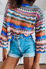 Load image into Gallery viewer, Striped Color-Block Loose Round Neck Pullover Sweater N6H303