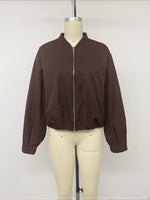 Load image into Gallery viewer, Streetwear Solid Cropped Bomber Jacket Women N6H293