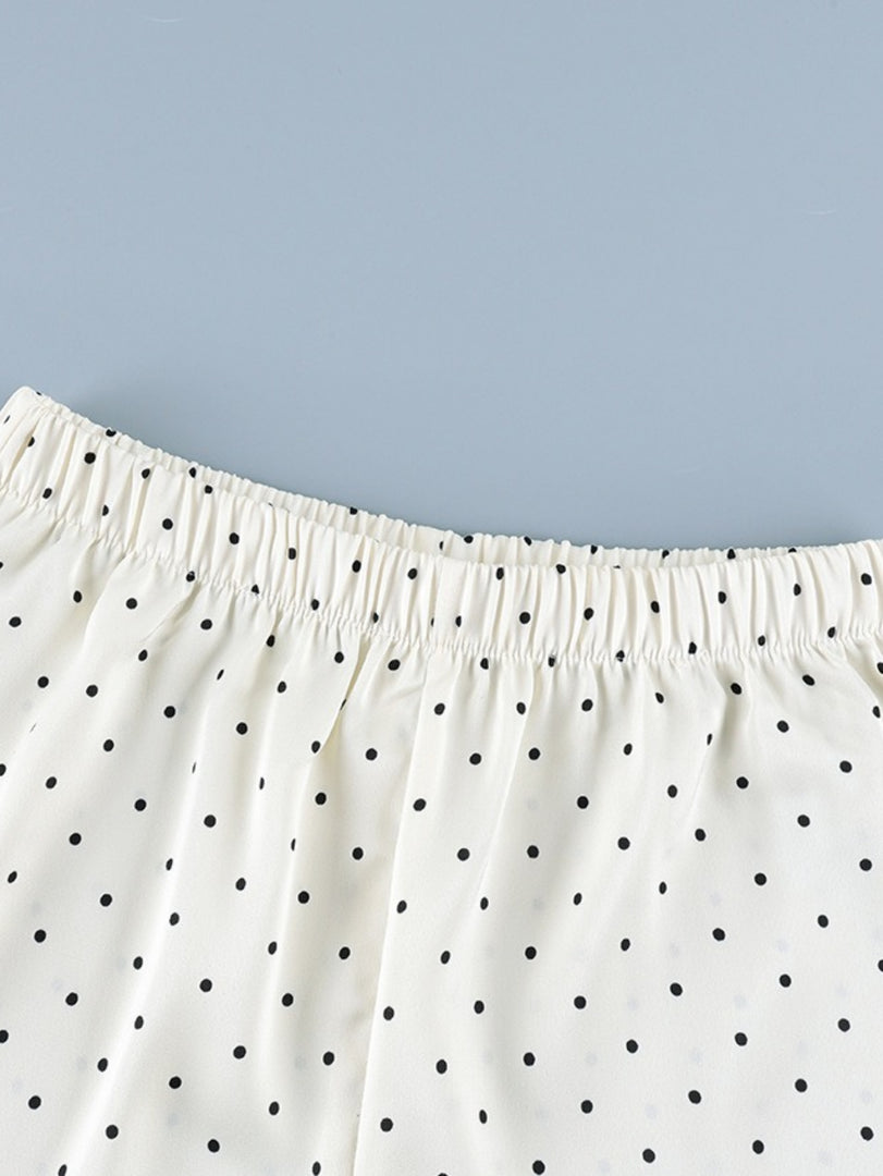 French Polka Dot Satin High Waist Shorts Women N6E165