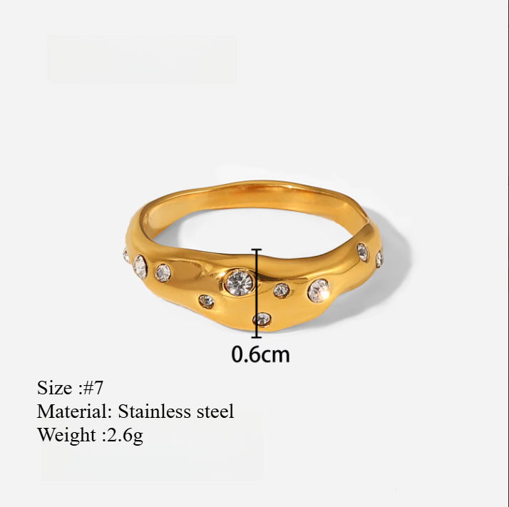 Hexagon Star Ring Steel Rhodium Plated Lightweight S5P064