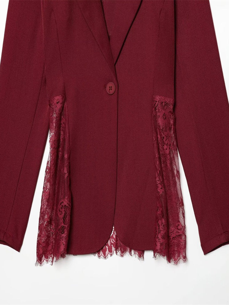 Lace Trim Slim Fit Blazer Women N6C118