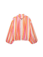 Load image into Gallery viewer, Striped Stand Collar Jacket Skirt Set Women N6F187