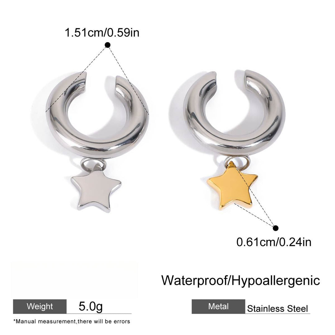 Pentagram Clip On Earrings  Dual Tone Gold Silver S5P122