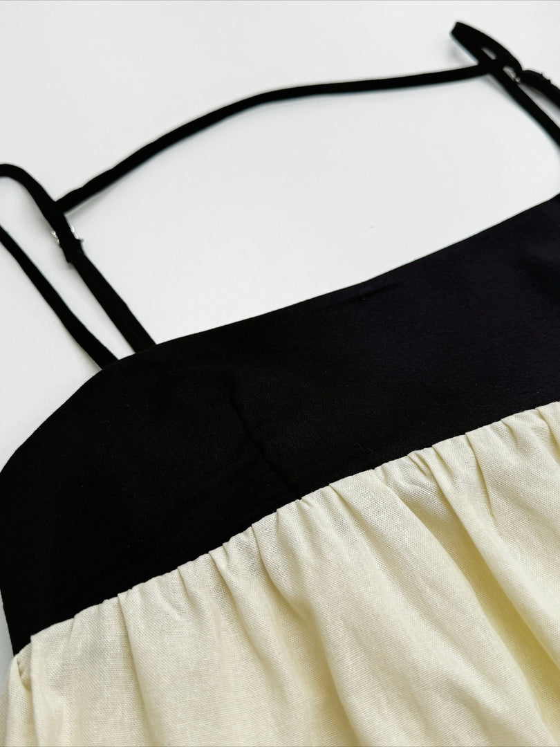 French Tube Top Color Block Slip Dress  N6C197