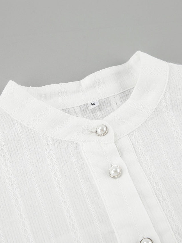Simple Puff Sleeve Shirt Women N6C137