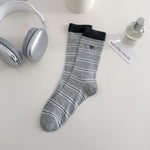 Load image into Gallery viewer, Striped Heart Embroidery Stack Socks Women Retro N6H012