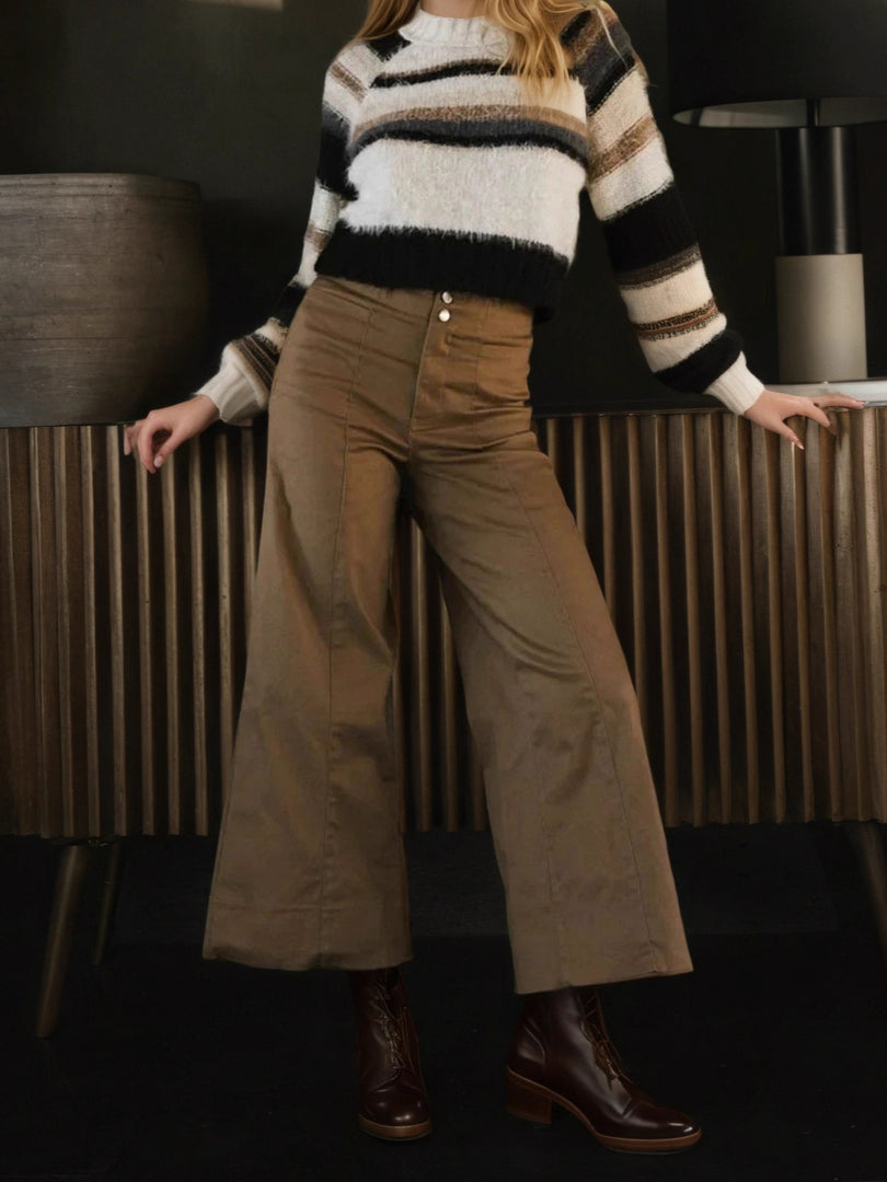 Cargo Wide Leg Pants Women Brown N5A094