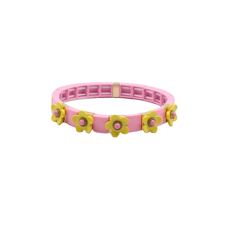 Bohemian Floral Cuff Enamel Steel Adjustable S5P076