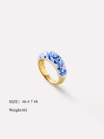 Load image into Gallery viewer, Bluewhite Ceramic Wave Ring Porcelain Motif S5P240
