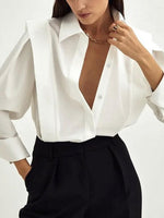 Load image into Gallery viewer, French Sharp Shoulder Slimming Shirt Women N6C136