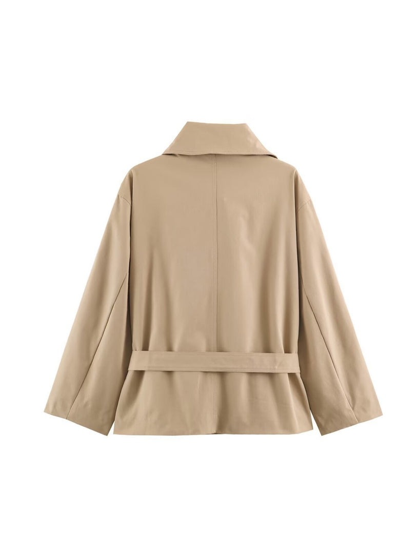 Single-Breasted Notch Lapel Belted Trench Coat N6G168