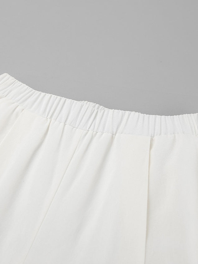 White Linen Flutter Sleeve Top and Wide Leg Pants Set N6D111
