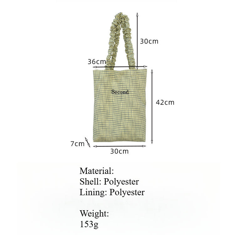 Polyester Grid Shoulder Bag Contrast Top Handle S5P321