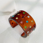Load image into Gallery viewer, Colorful Crystal C-Shape Resin Bangle Bracelet N6F097