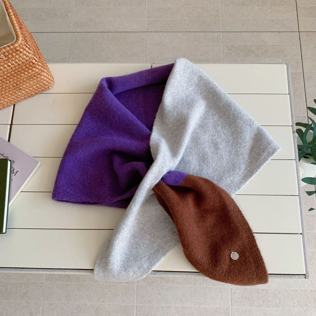 Color-Block Patchwork Triangle Scarf Shawl Women N6H310