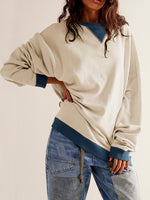 Load image into Gallery viewer, Contrast Rib Drop Shoulder Sweatshirt Long Sleeve N5Z249

