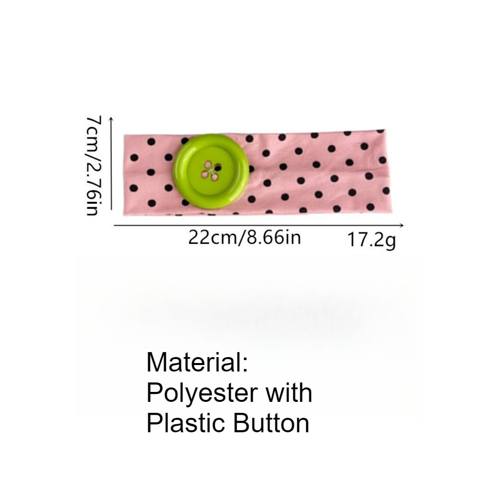 Polka Dot Button Headband Wide Elastic Sport Hairband N6F074