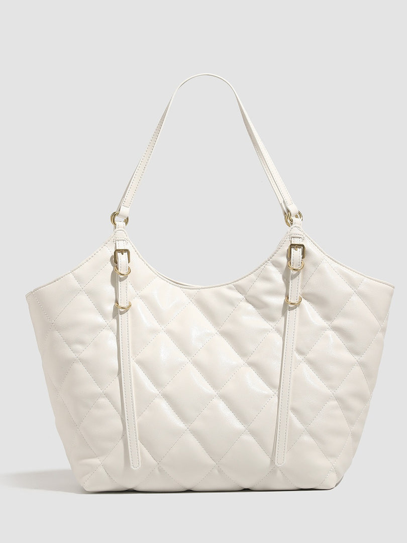 Quilted Oversized Tote Bag with Magnetic Snap N6C048