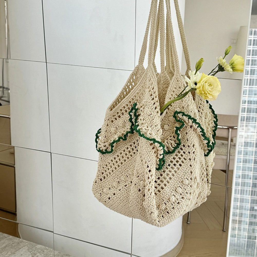 Bohemian Hand-Woven Openwork Cotton Shoulder Bag N6D161