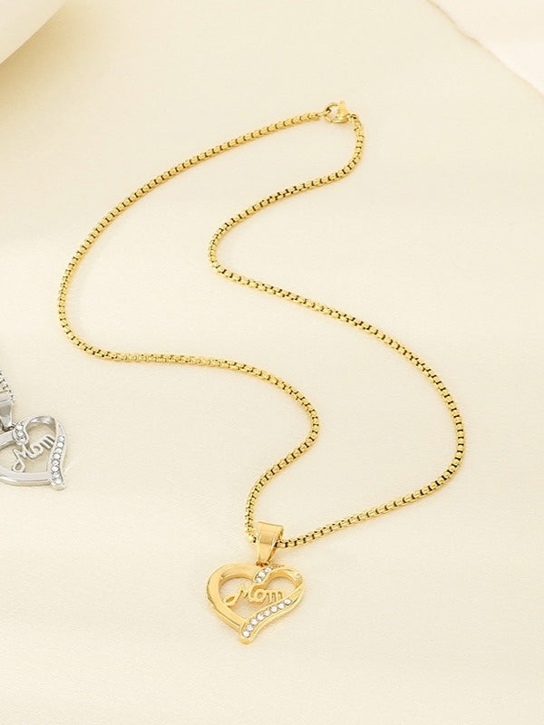 Mom Heart Cutout Pendant Necklace Women N6D519