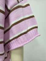 Load image into Gallery viewer, Short Sleeve Round Neck Striped Knit Pullover Women N6G189