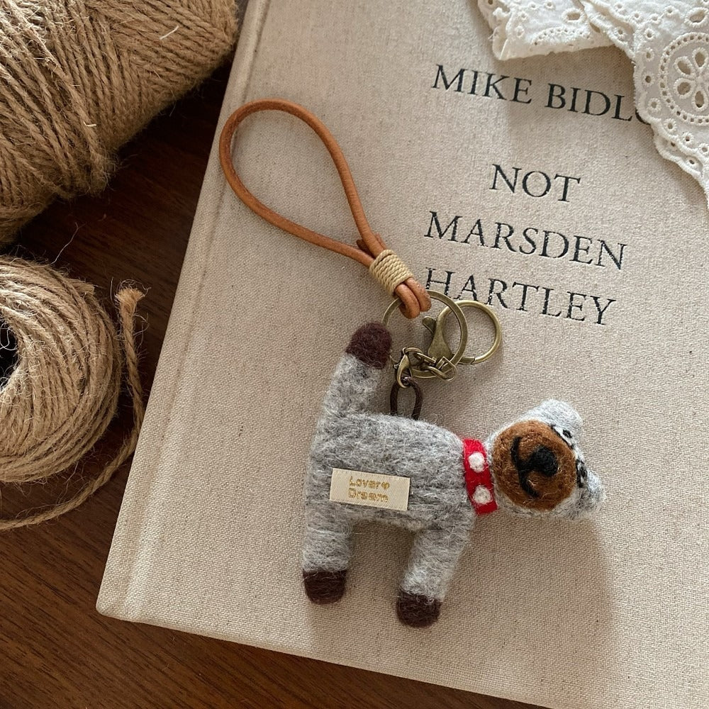 Nepal Handmade Wool Felt Animal Charm Keychain N6G036
