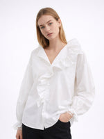 Load image into Gallery viewer, V Neck Ruffle Lace Trim Blouse Women N6C134