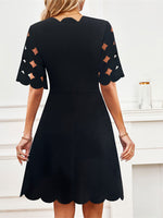 Load image into Gallery viewer, Burnout Lace A Line Dress Women Office Black N5A101

