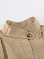 Load image into Gallery viewer, Bubble Sleeve Cropped Trench Coat Women Khaki N6D088