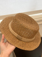 Load image into Gallery viewer, Openweave Flat Top Straw Hat French Retro Vacation N6C370