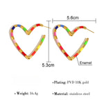 Load image into Gallery viewer, Hearts Ear Climber Drip Enamel Cool-Tone Titanium S5P060