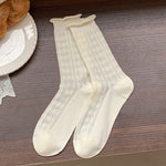 Load image into Gallery viewer, Thin Lace Hollow Mesh Mid-Calf Stack Socks Women N6H005