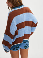 Load image into Gallery viewer, Color-Block Striped Loose Pullover Sweater Women N6H304