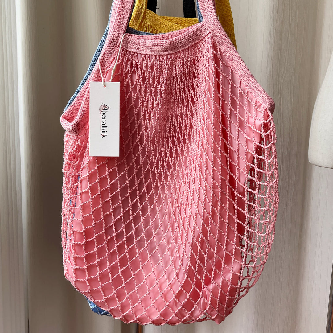 Cotton Linen Handwoven Foldable Shoulder Mesh Tote N6G131