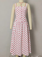 Load image into Gallery viewer, White Red Polka Dot Wrap Bodycon Maxi Dress Women N6E158