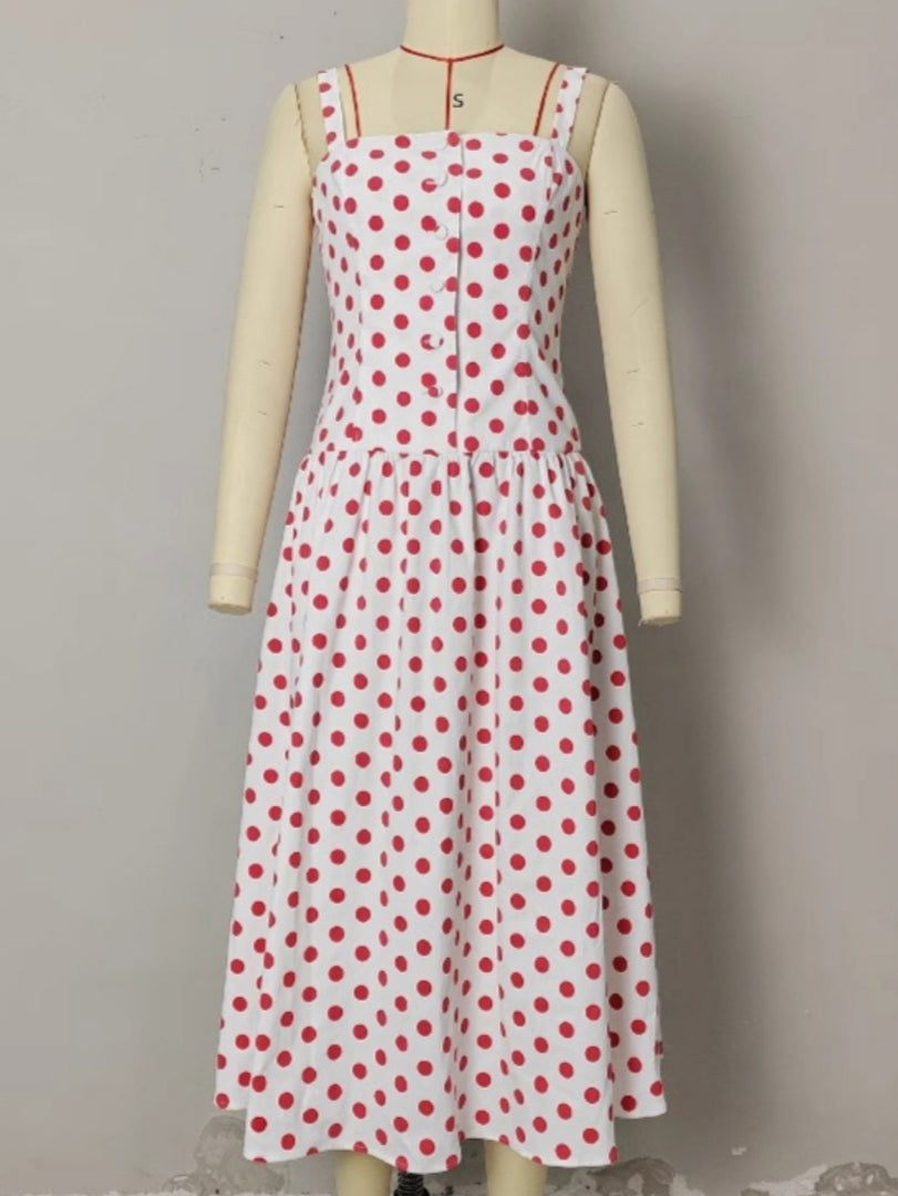 White Red Polka Dot Wrap Bodycon Maxi Dress Women N6E158