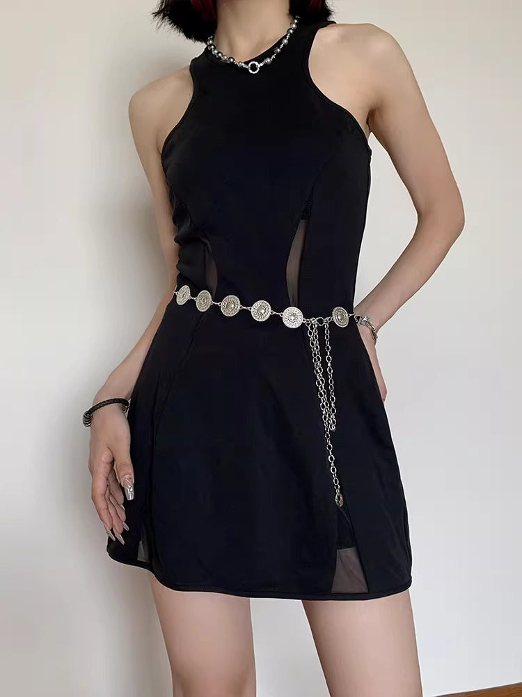 Round Buckle Metal Waist Chain Women N6C089