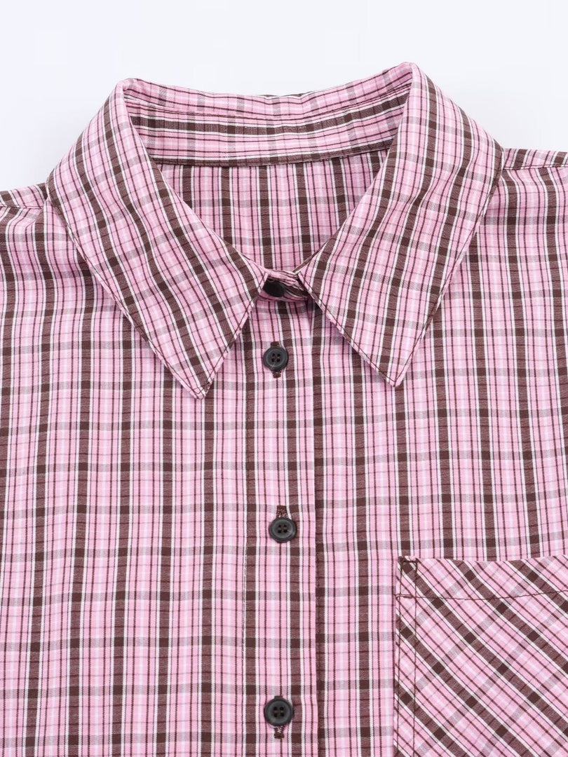Bow Tie Detail Gingham Shirt Women N6C112