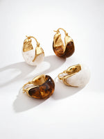 Load image into Gallery viewer, Retro Brown Resin U-Shape Cuff Earrings Women N6C065