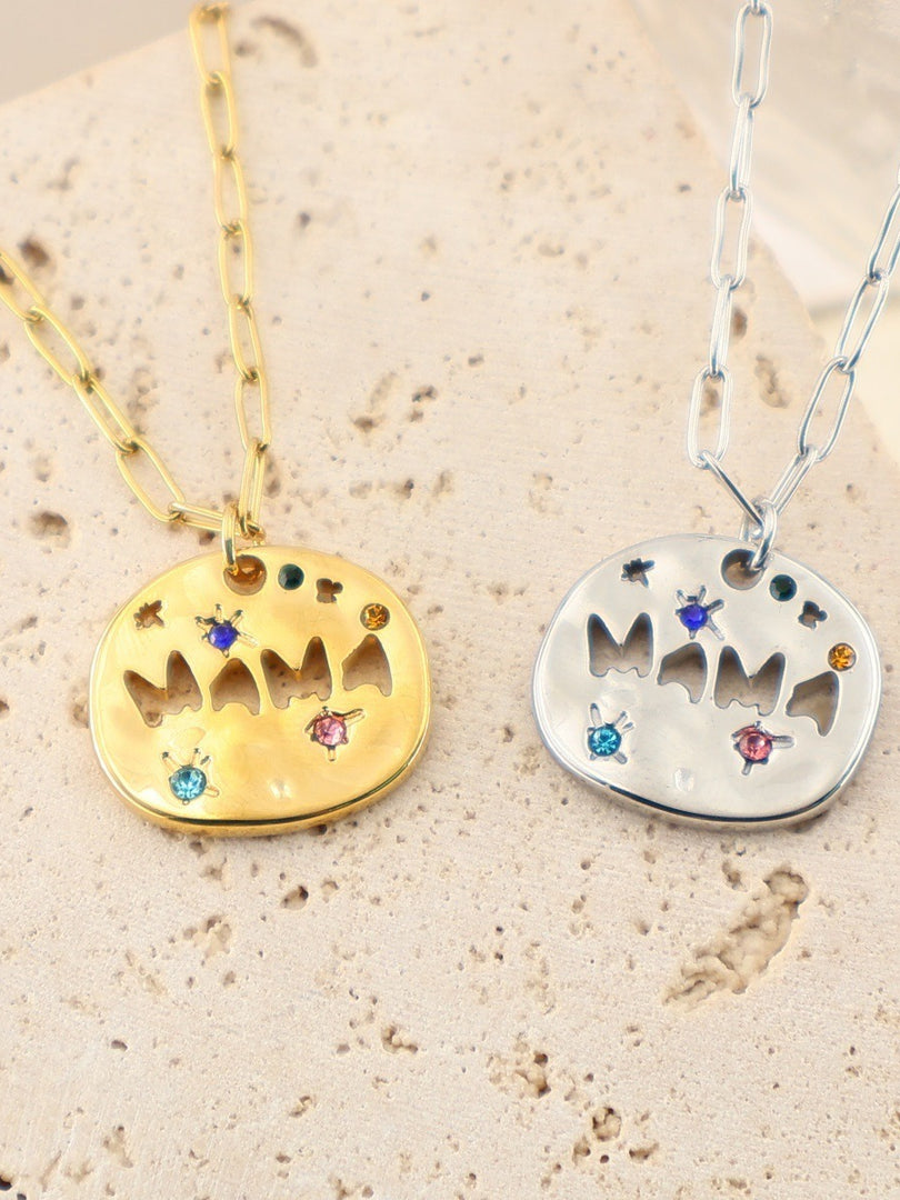 MAMA Tarot Circle Pendant 18K Gold Plated Necklace N6D534