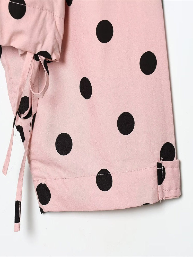 Pink Polka Dot Stand Collar Jacket Women N6C113