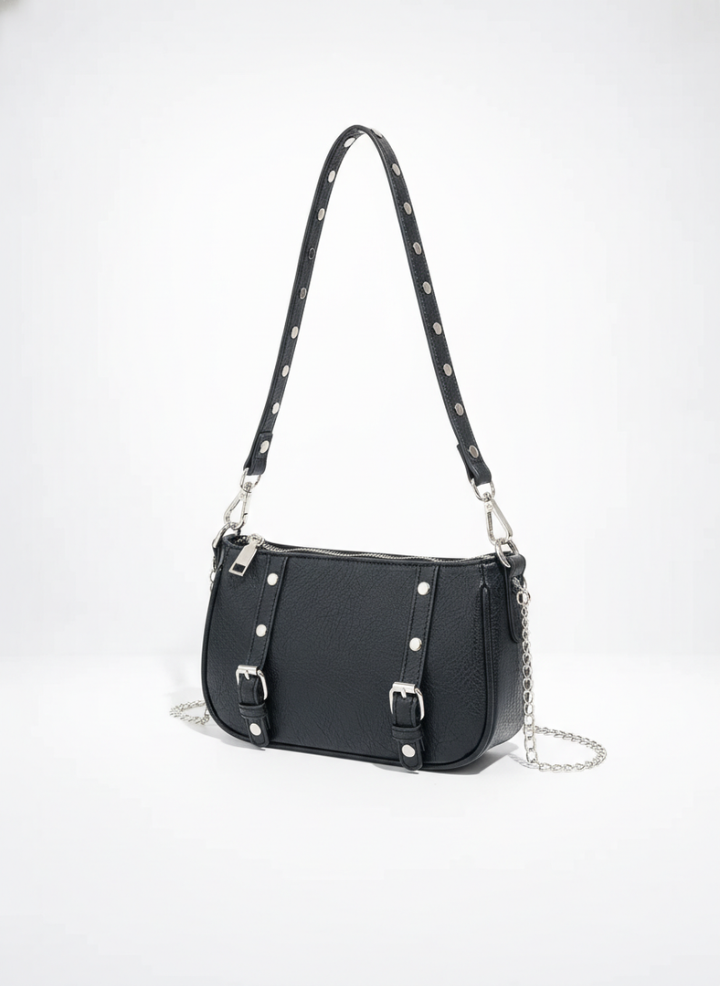Boston Hobo Bag with Rivet and Chain Women N6C035